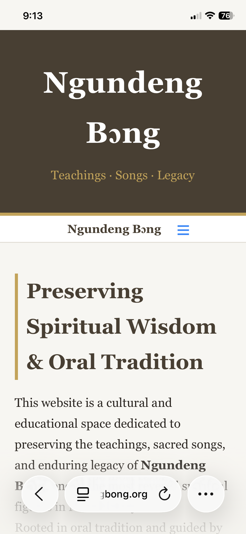 Ngundeng Bong website screenshot